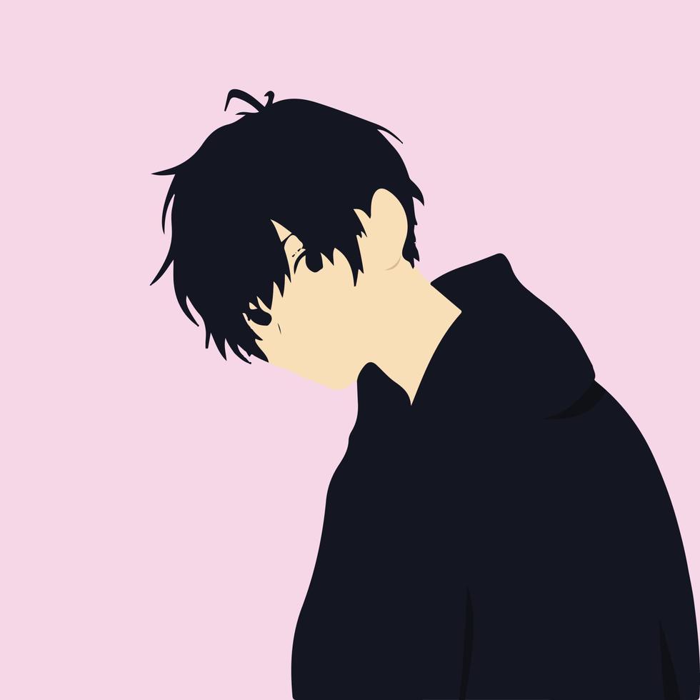 Premium AI Image  A sad anime character with a black hoodie.