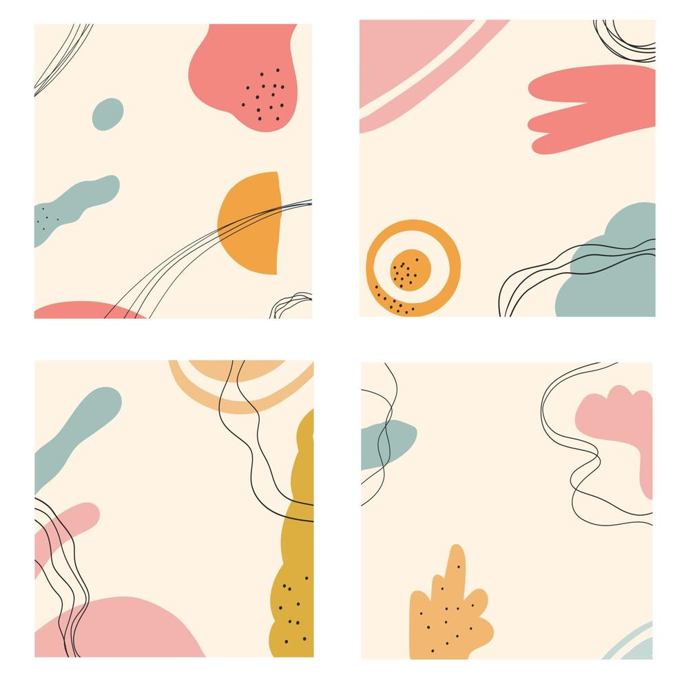 Four abstract backgrounds with shapes and points vector