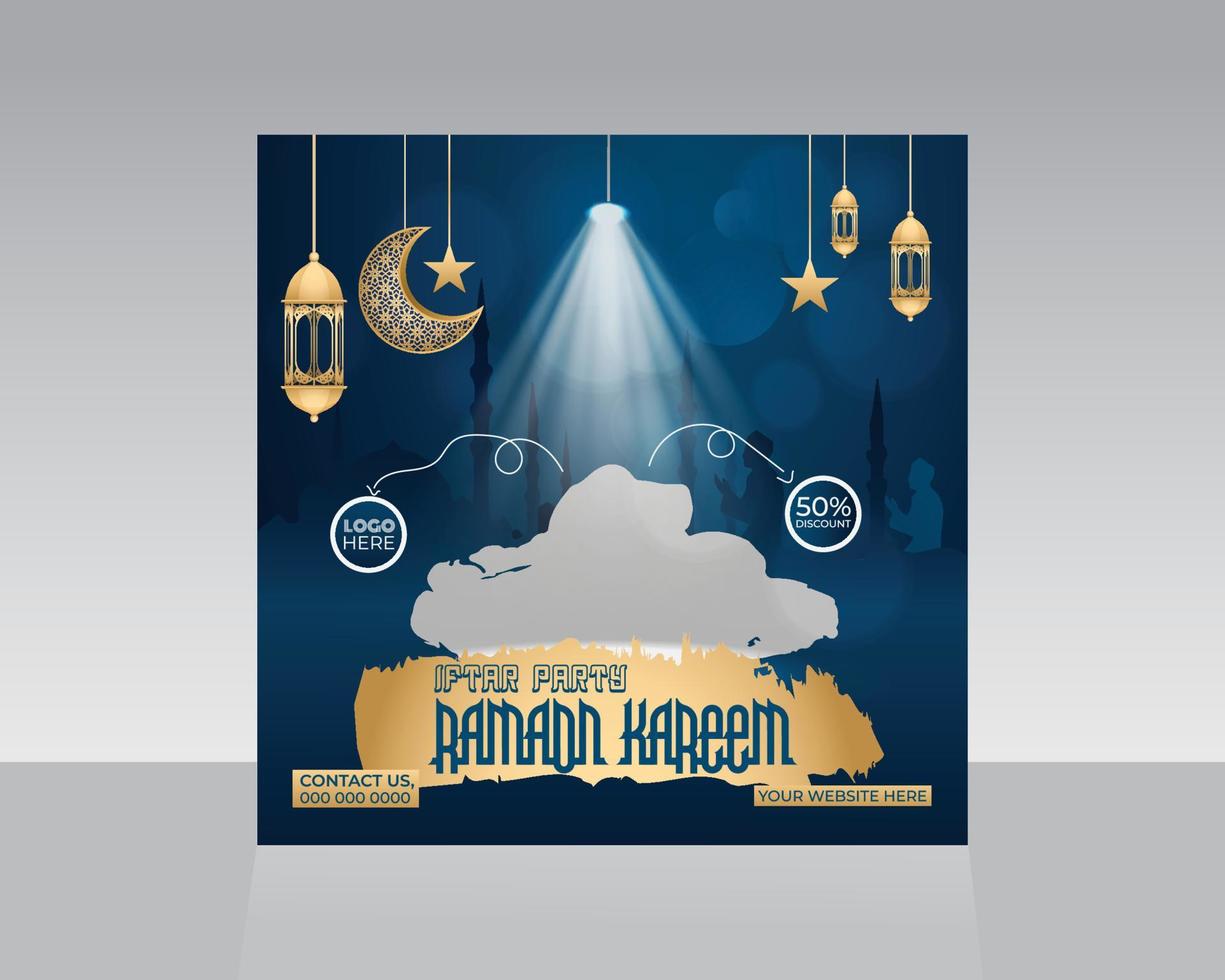 Ramadan Kareem Iftar party Social Media Post Design Template vector