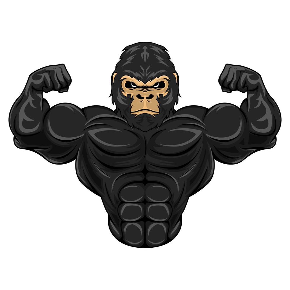 muscular negro gorila mascota vector