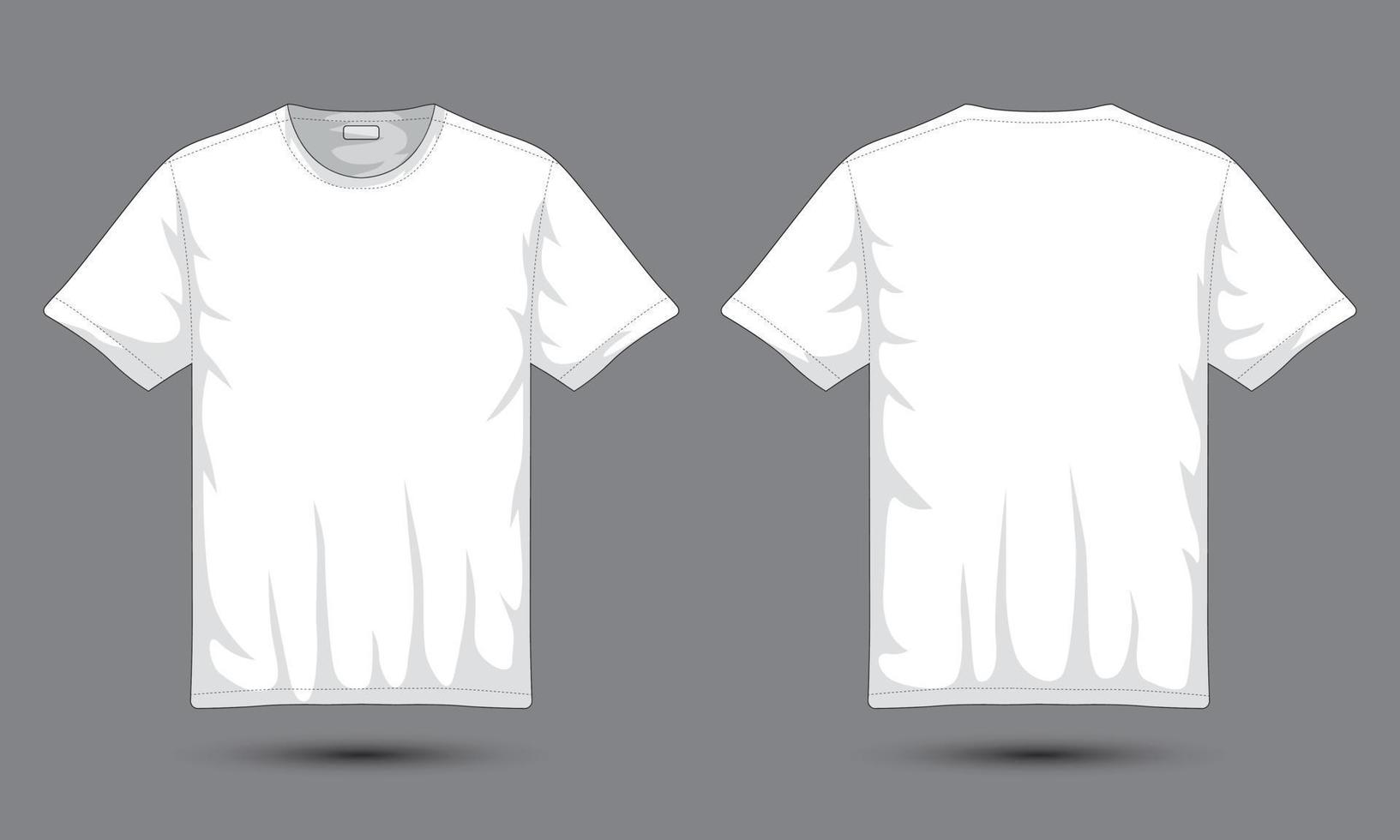 White T-shirt mockup front and back view. Vector illustration