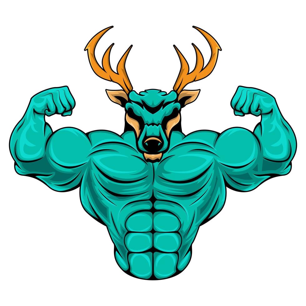 Muscular deer illustration. Suitable for fitness logos, bodybuilders, gym athletes vector