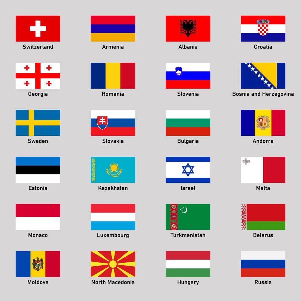 Set of flags of different european countries in flat style. vector