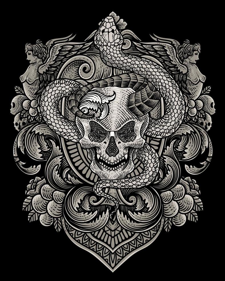 vector ilustración. demonio cráneo con serpiente Clásico grabado ornamento estilo Perfecto para tu negocio y t camisa mercancías