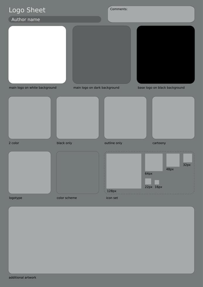 Logo Submission Form Sheet Vector Illustration, Isolated Background.