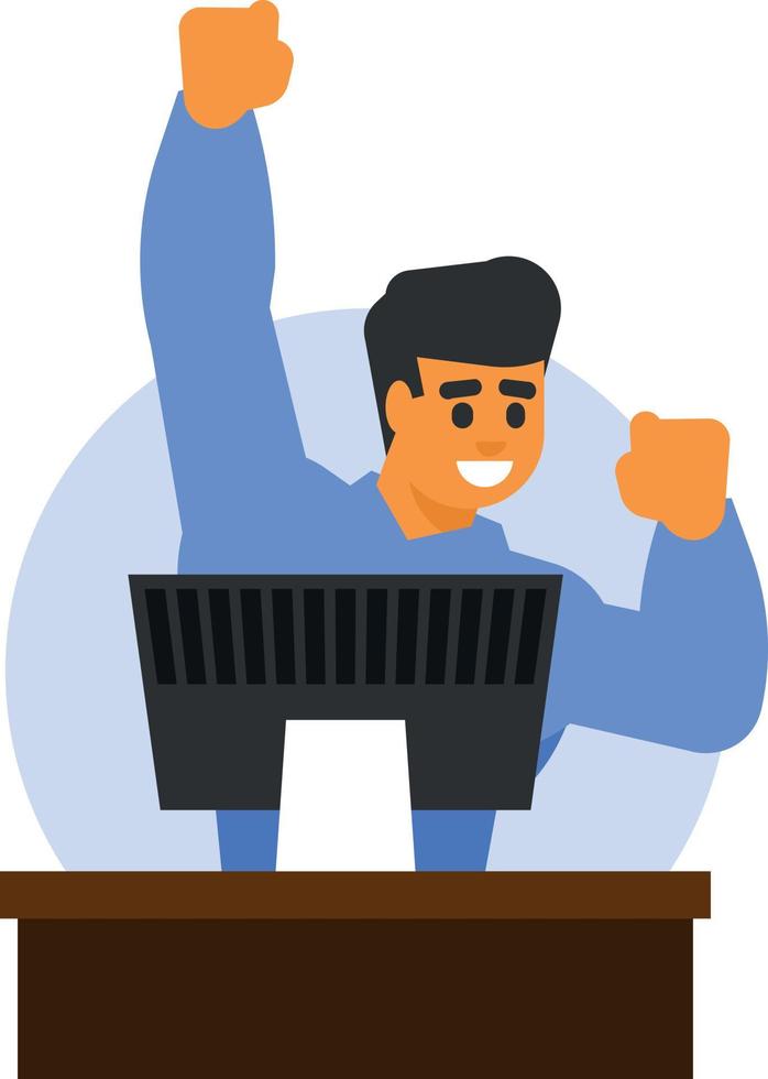 Happy Businessman Vector Clip Art, Isolated Background.