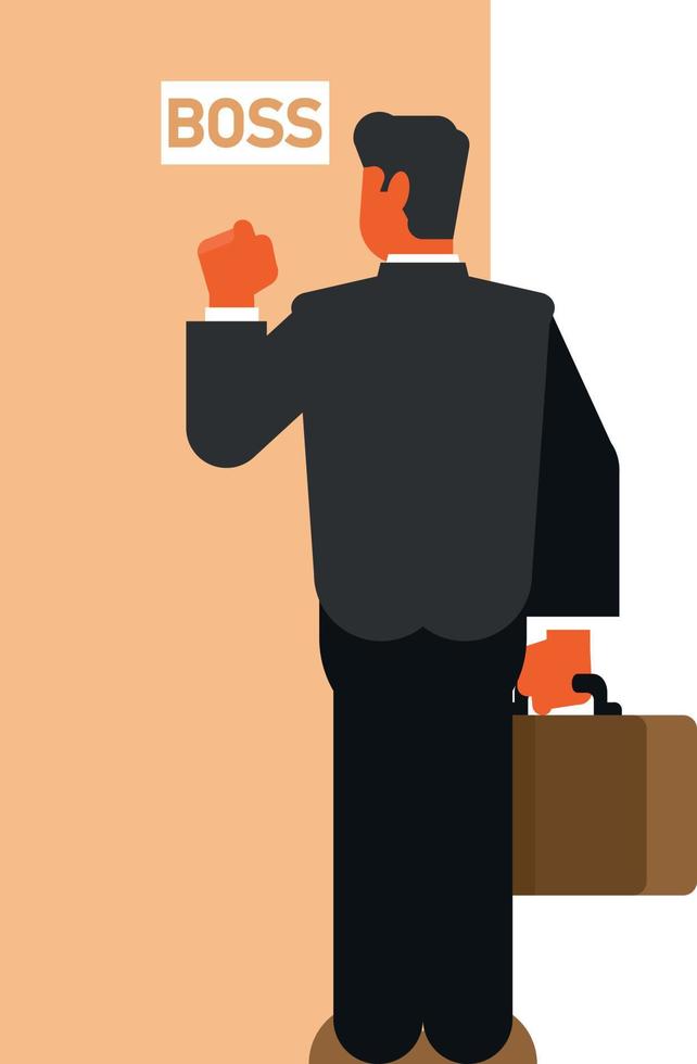 Businessman Is Knocking On The Door, Isolated Background. vector