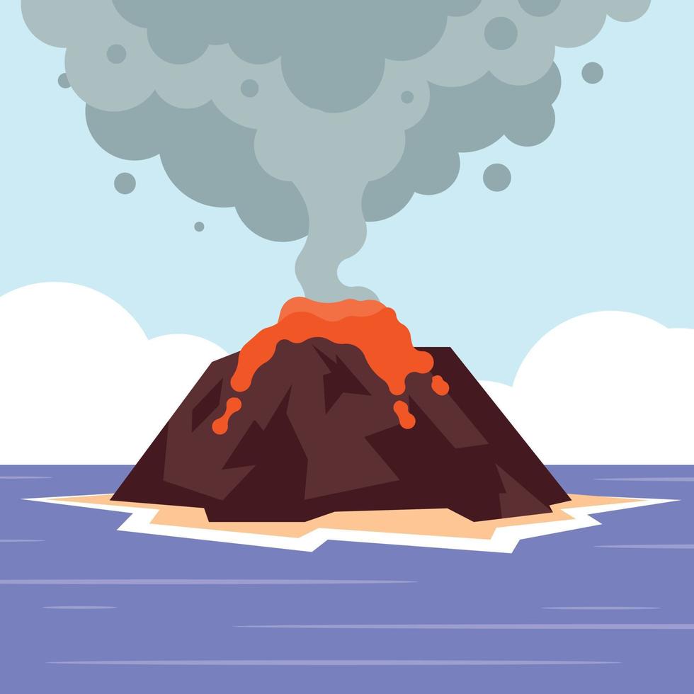 Volcano Eruption, Vector Clip Art