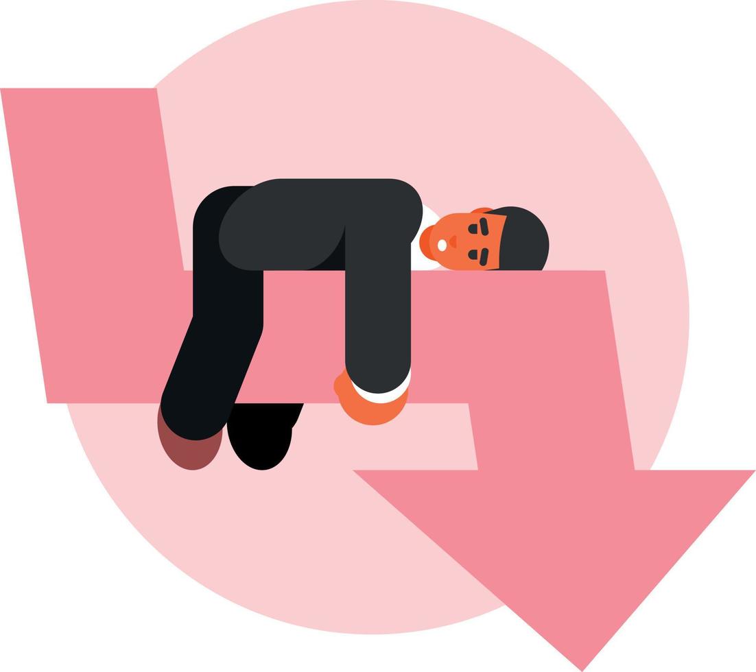Exhausted Businessman During Recession, Isolated Background. vector