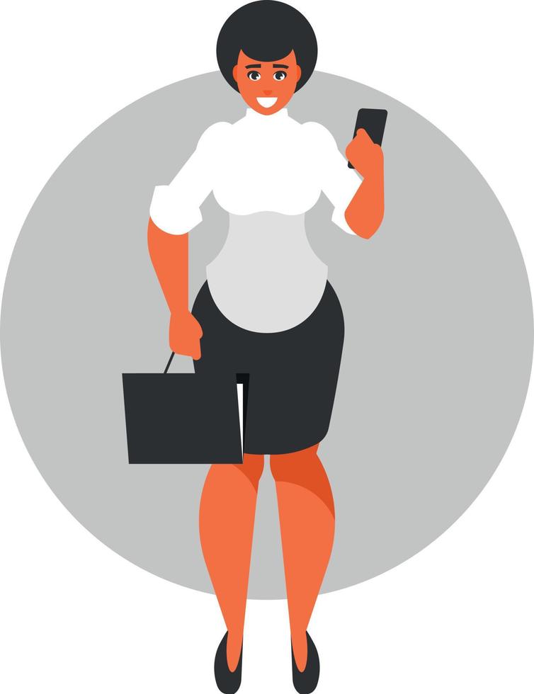 Businesswoman With A Briefcase, Isolated Background. vector