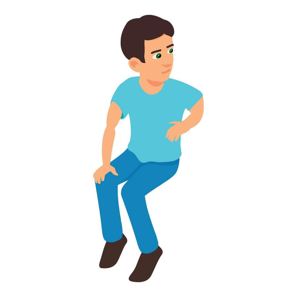 Sitting man icon isometric vector. Seated young brunette man in casual clothes vector