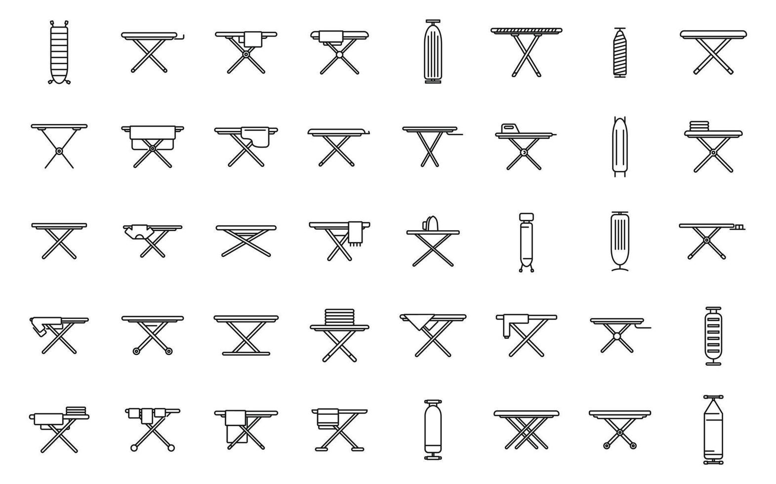 planchado tablero íconos conjunto contorno vector. paño Doméstico vector