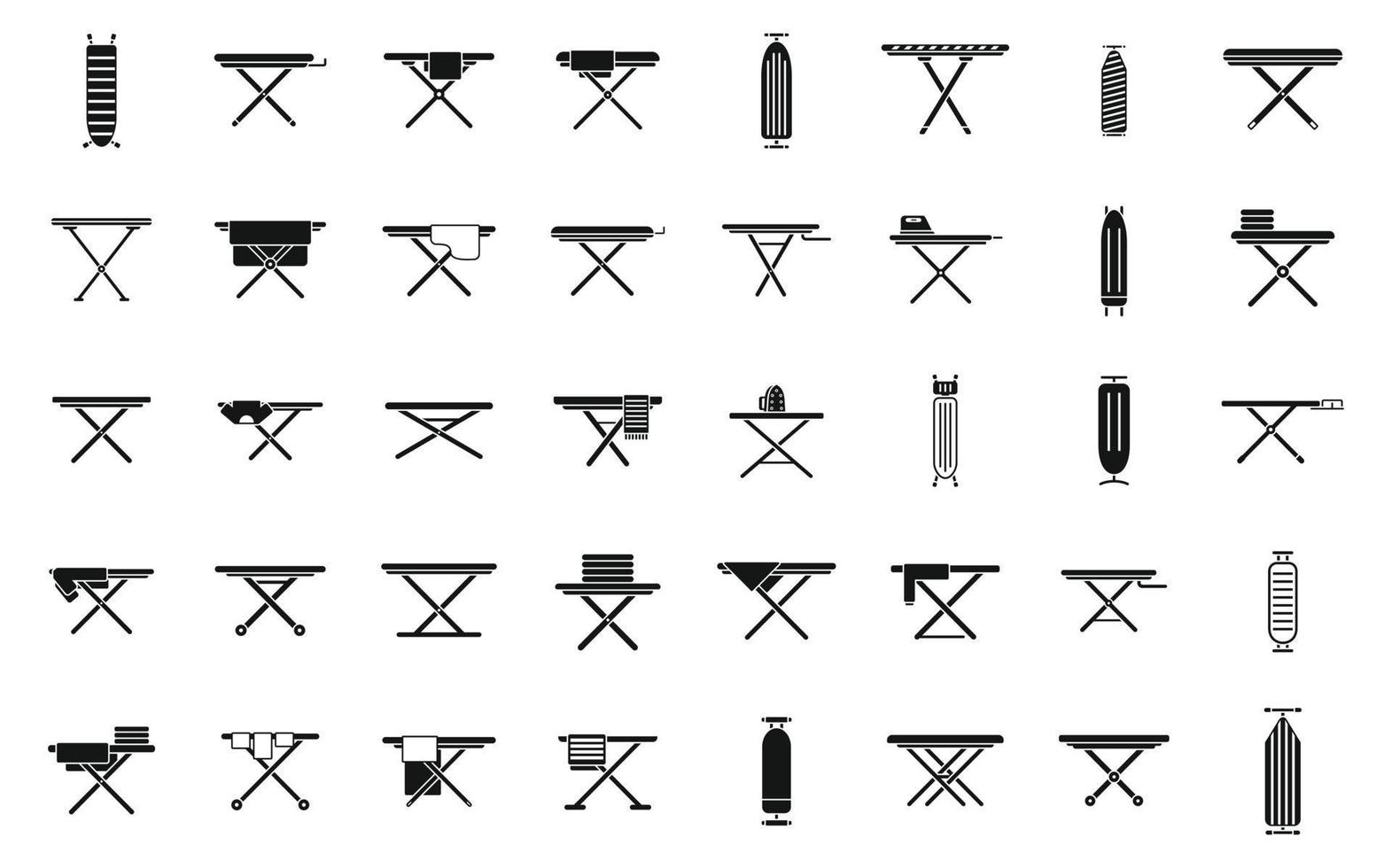 planchado tablero íconos conjunto sencillo vector. paño Doméstico vector