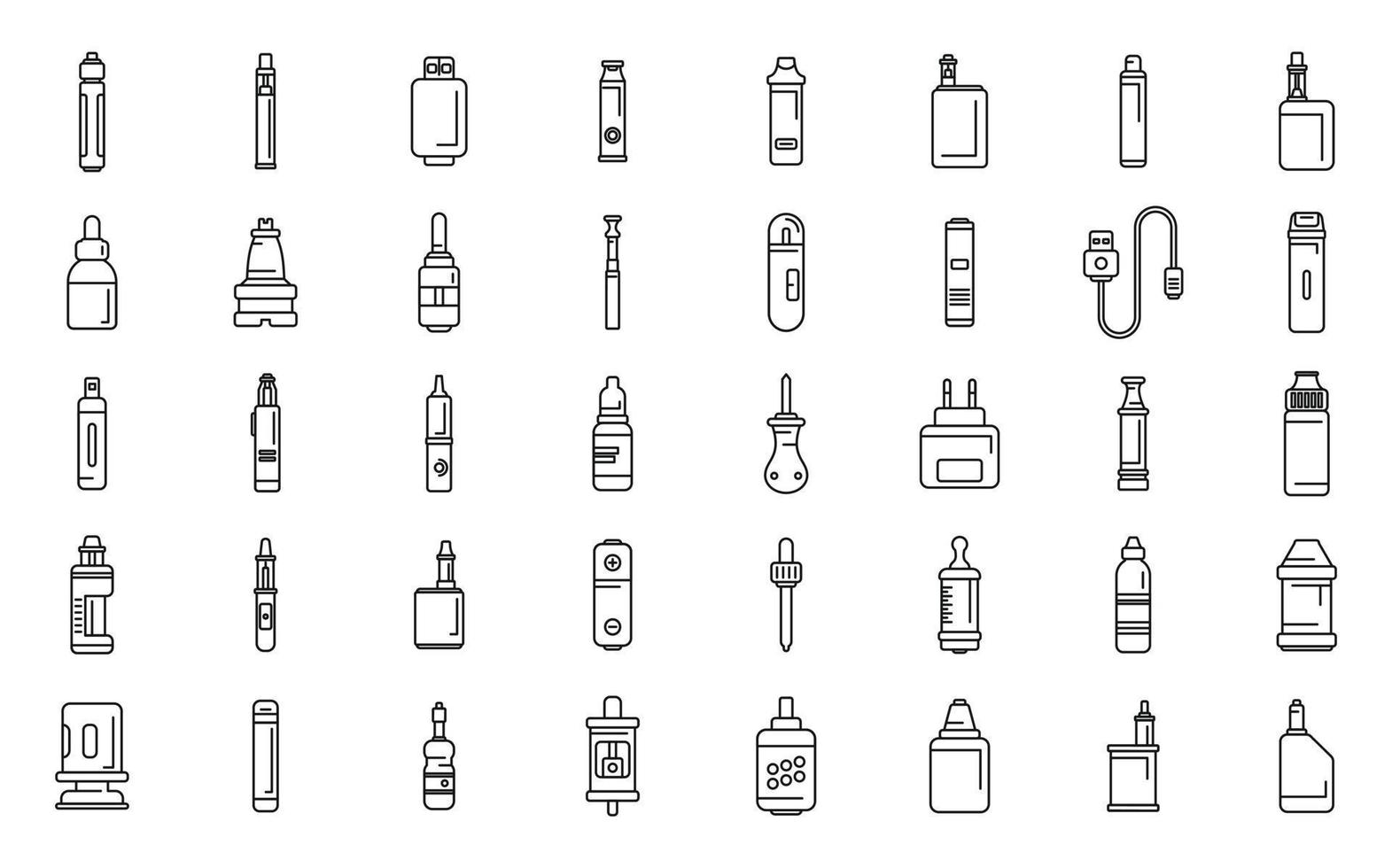 e-cigarette accessories icons set outline vector. Liquid vape vector