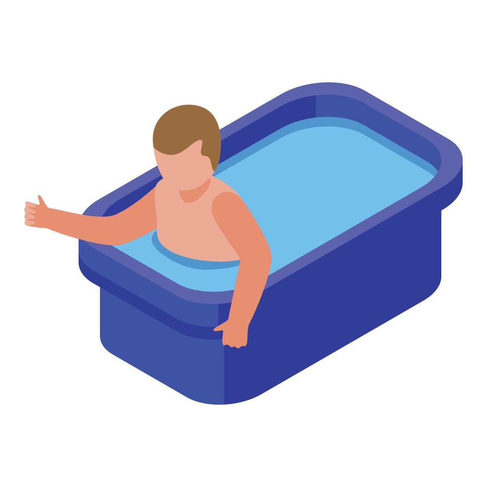 Kid bath boy icon isometric vector. Cute happy vector