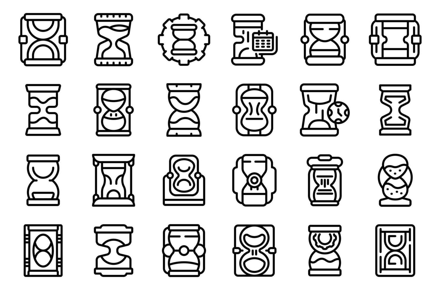 Sand clock icons set outline vector. Time watch vector