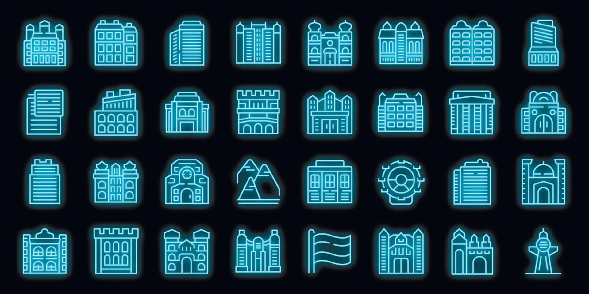 Vienna icons set vector neon