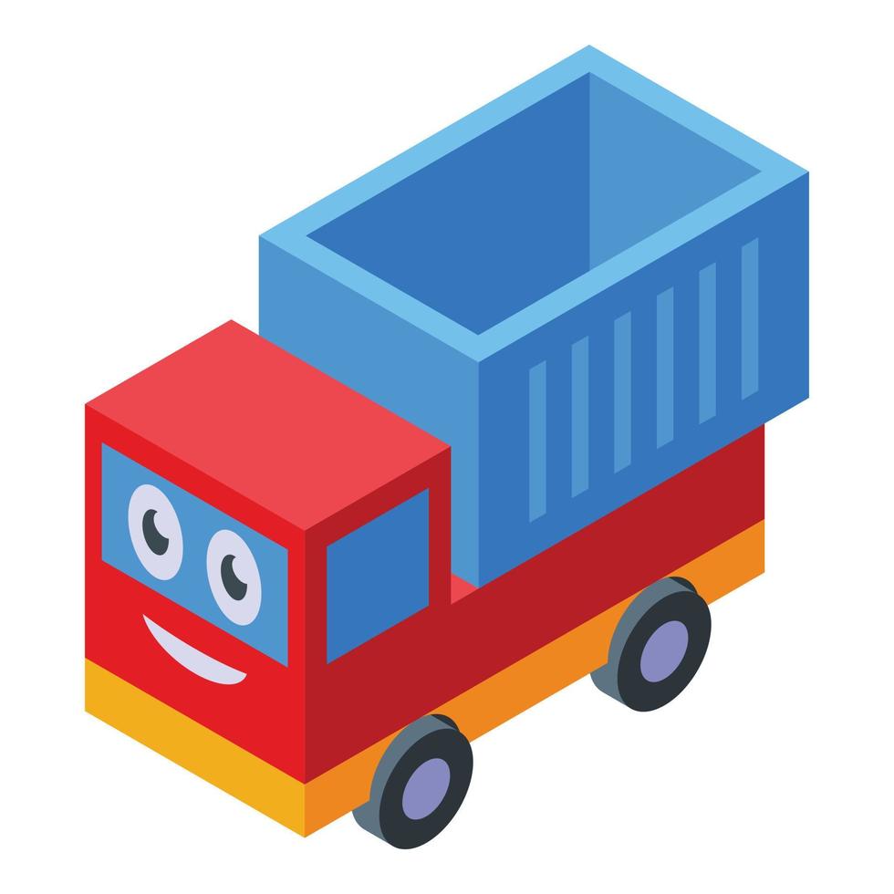 Toy truck humanitarian aid icon isometric vector. People care vector