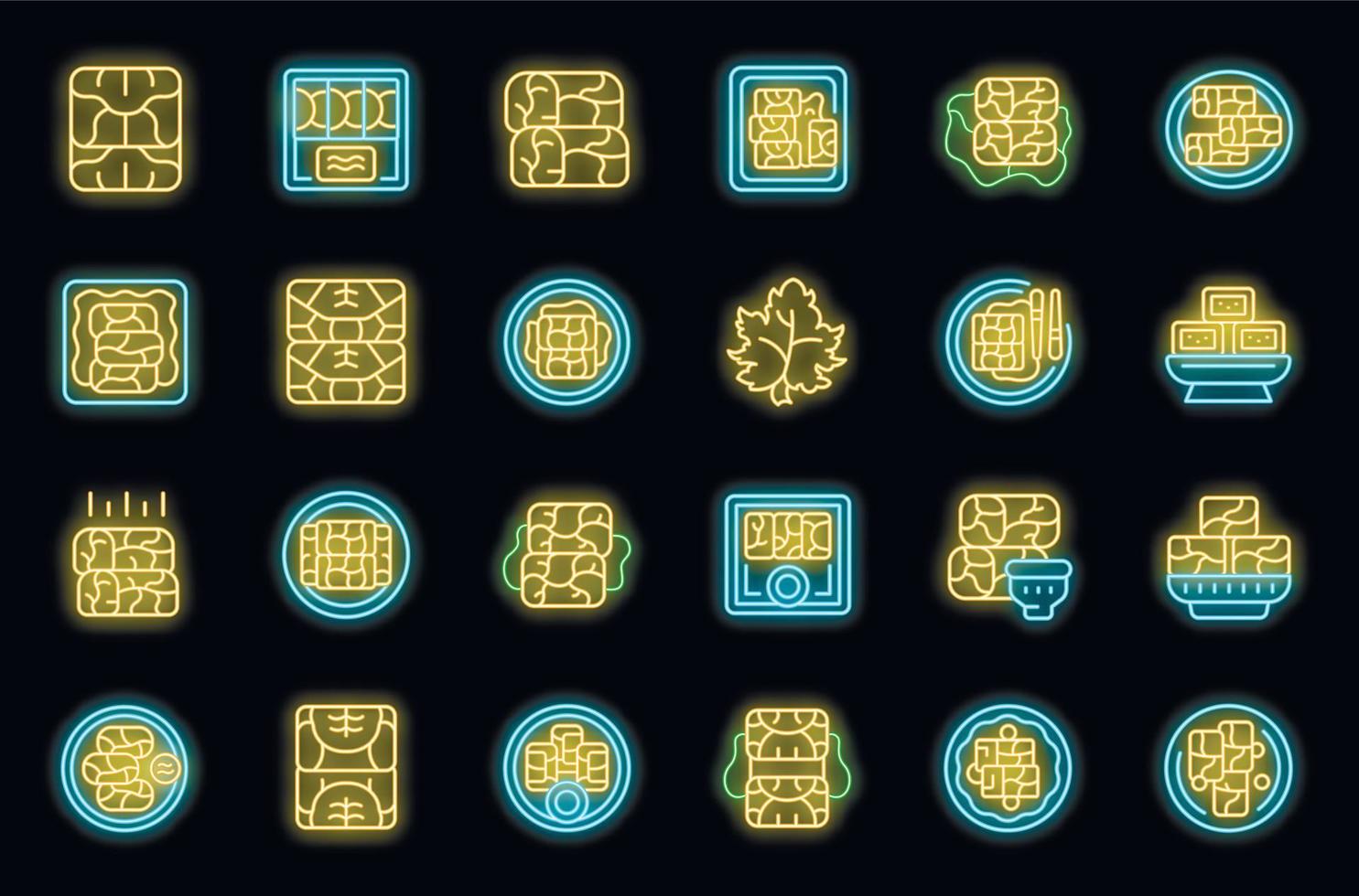 Dolma icons set vector neon