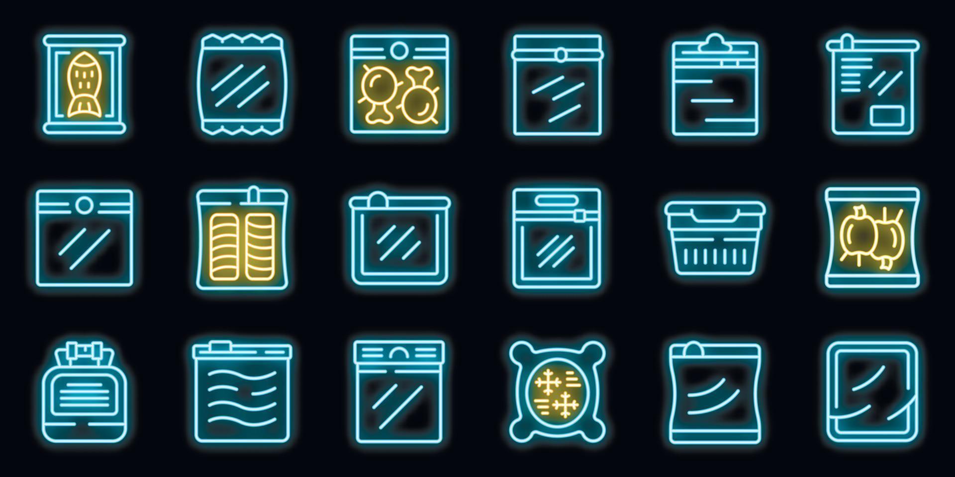 Hermetic bag icons set vector neon