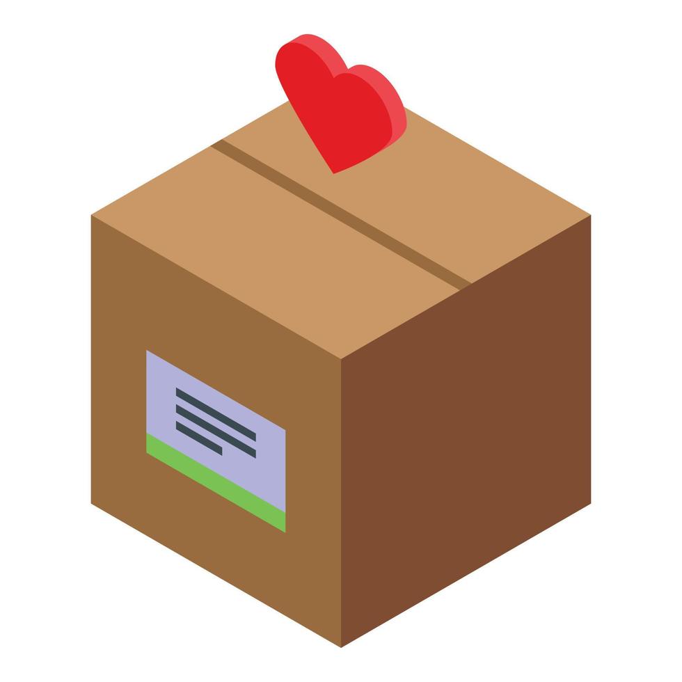 Food box help icon isometric vector. Aid care vector