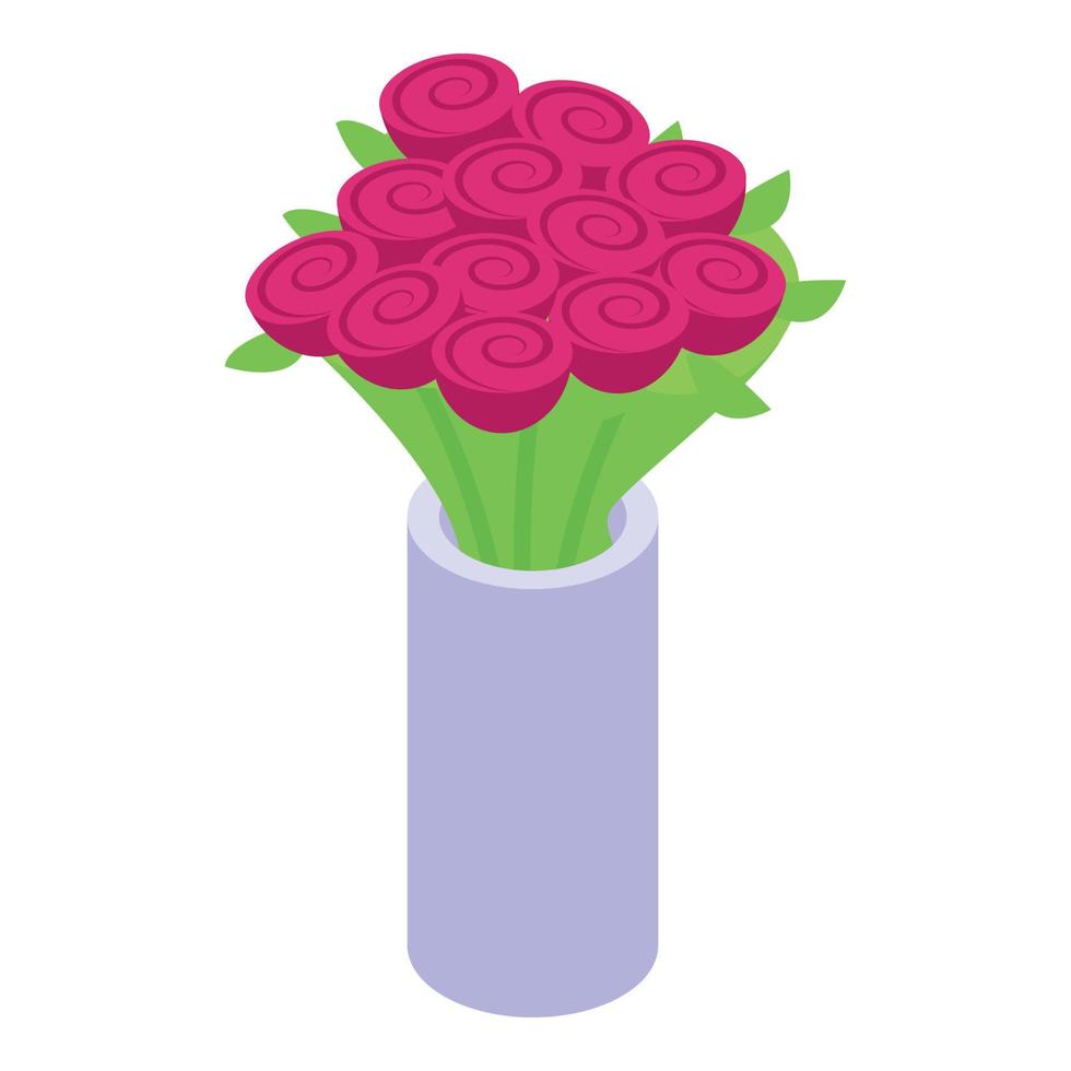 Rose flower bouquet icon isometric vector. Gift delivery vector