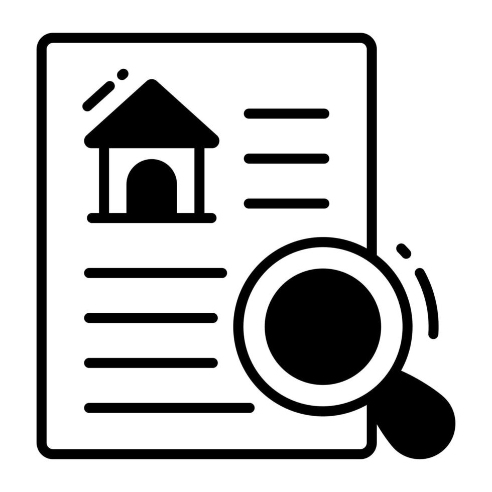 Home on page with magnifier showing vector design of house inspection