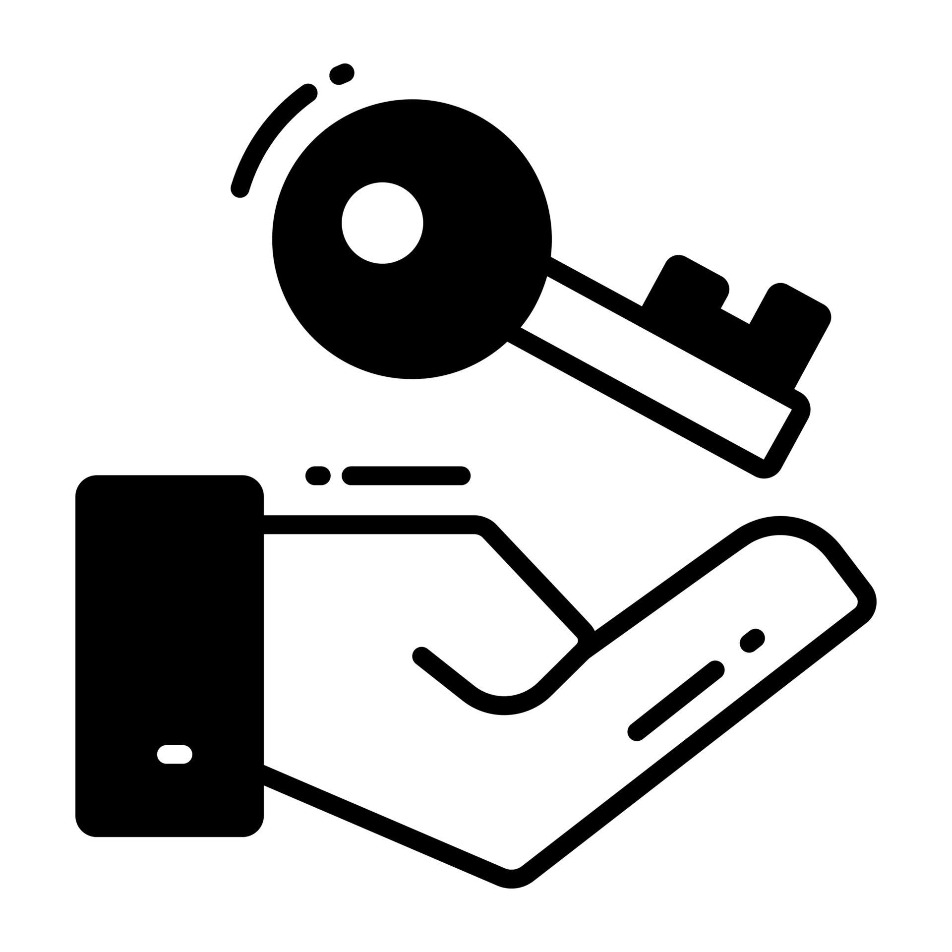 Hand with key denoting vector of key handover in modern style 23097983