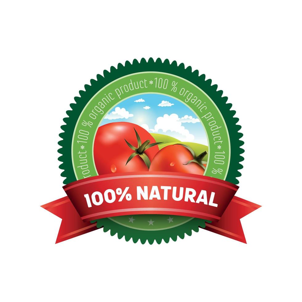 vector label natural tomato