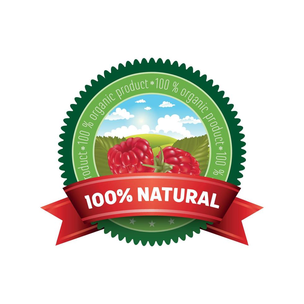 vector label natural raspberry