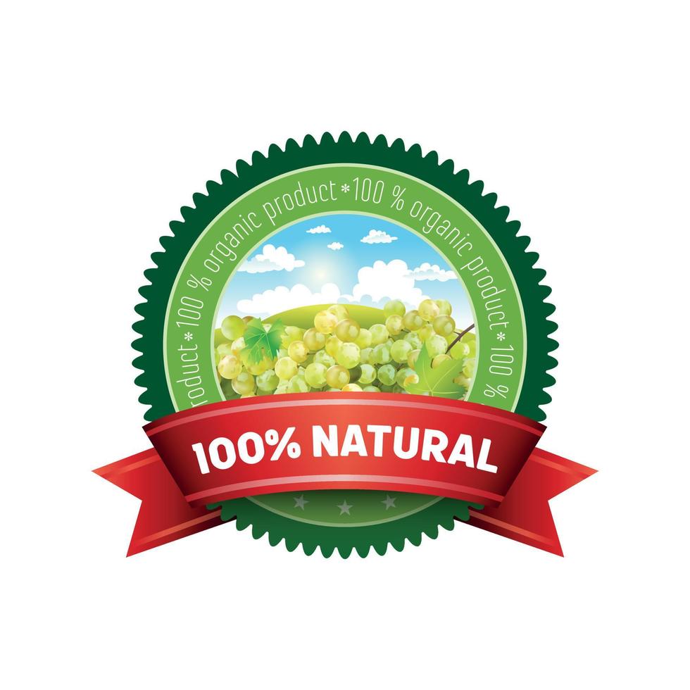 vector label natural white grape