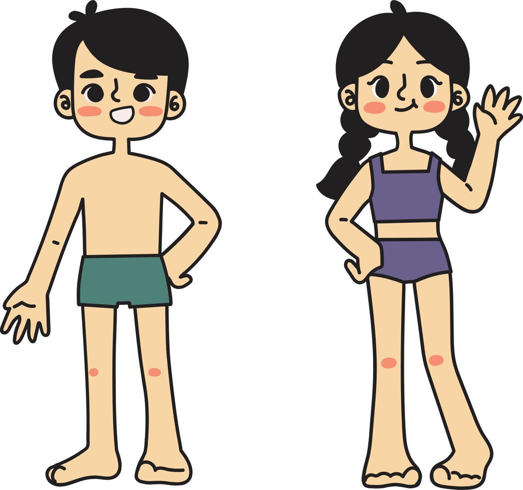 chico y niña con varicoso las venas en su cuerpos. vector ilustración.