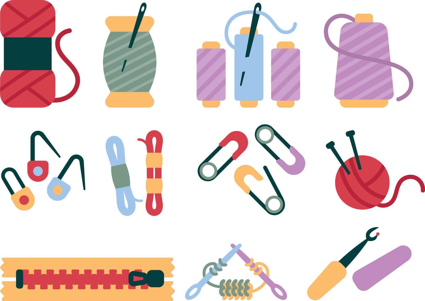 Sewing tools and accessories. Vector illustration in flat style.