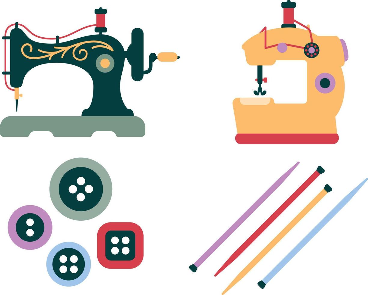 de coser herramientas y accesorios. vector ilustración en plano estilo.