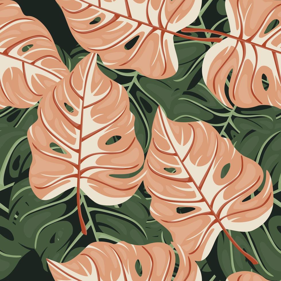 Stylized tropical pattern, palm leaves floral background. Abstract exotic plant seamless pattern. Botanical leaf wallpaper. vector
