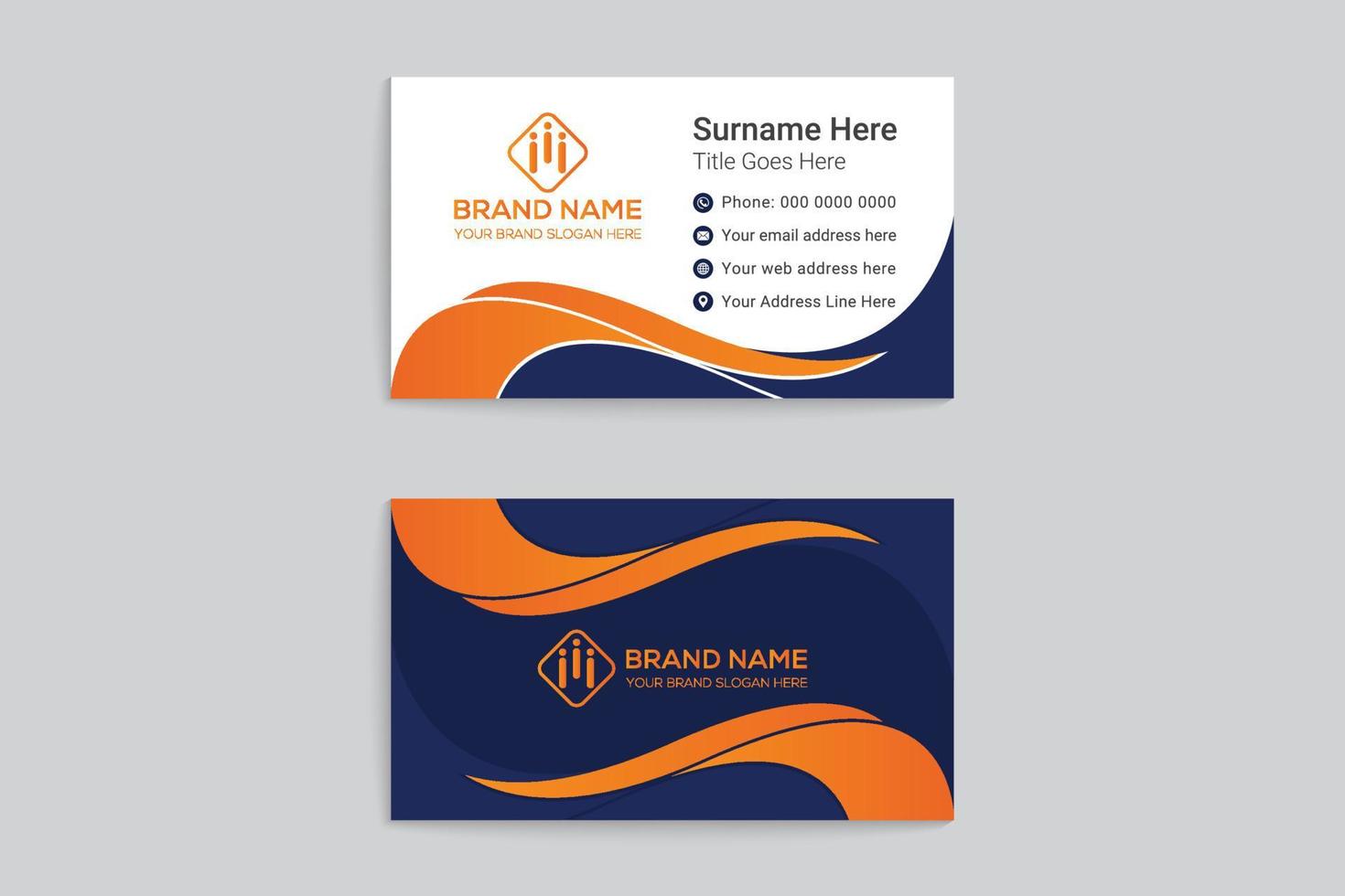 Orange elegant corporate business card design vector