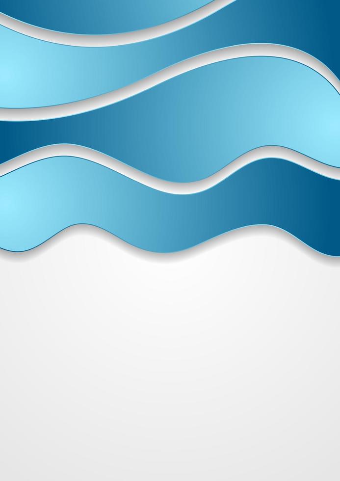 Abstract blue corporate waves on grey background vector