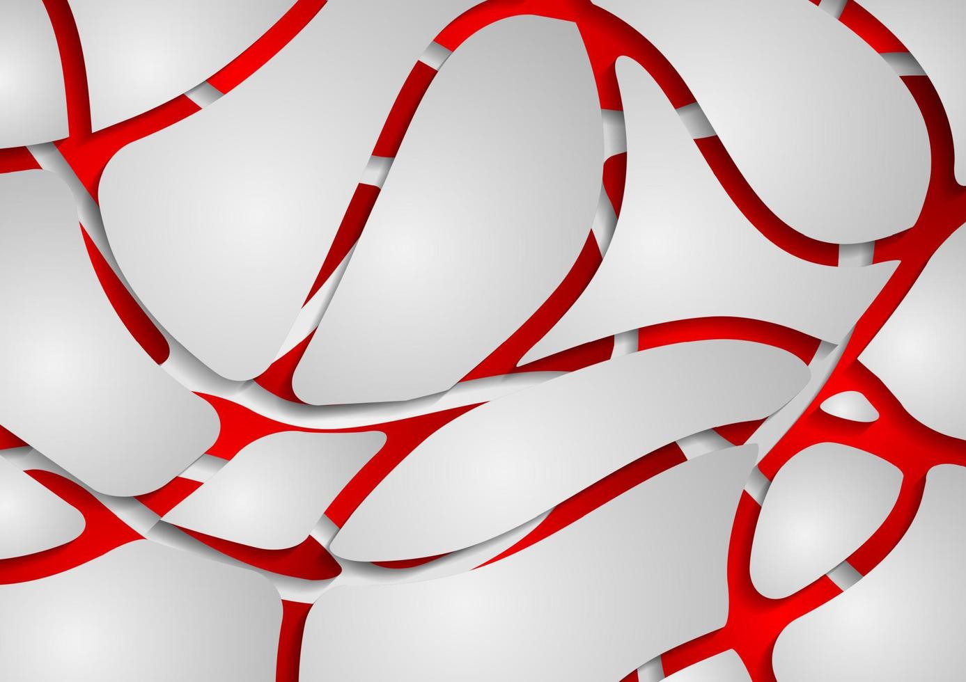 Grey and red abstract wavy pattern design vector