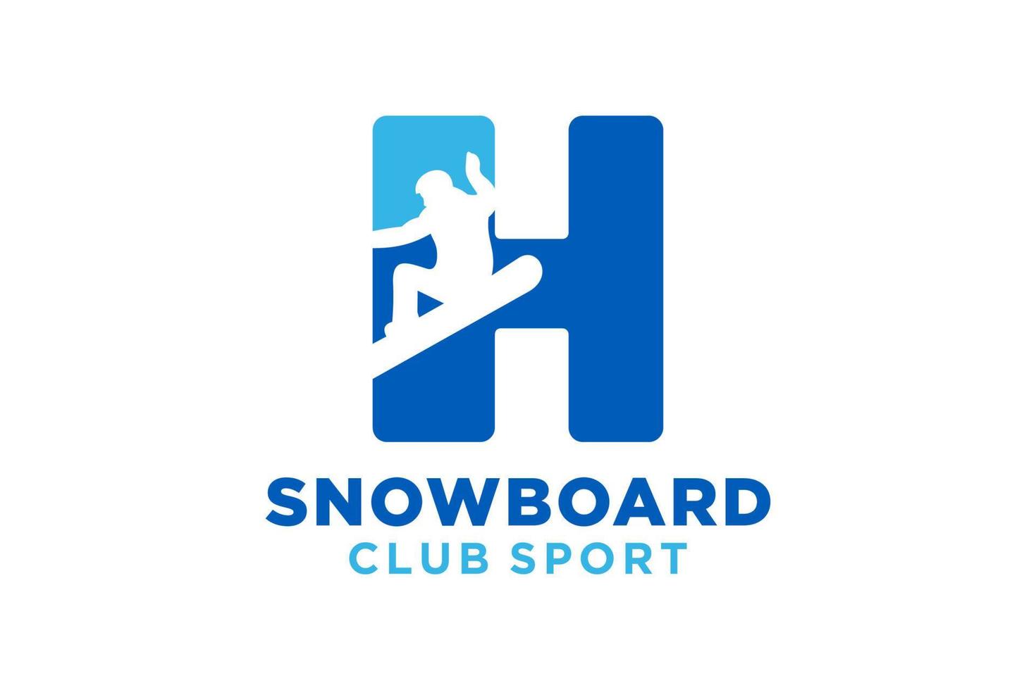 Vector initials letter H with snowboard creative geometric modern logo design.