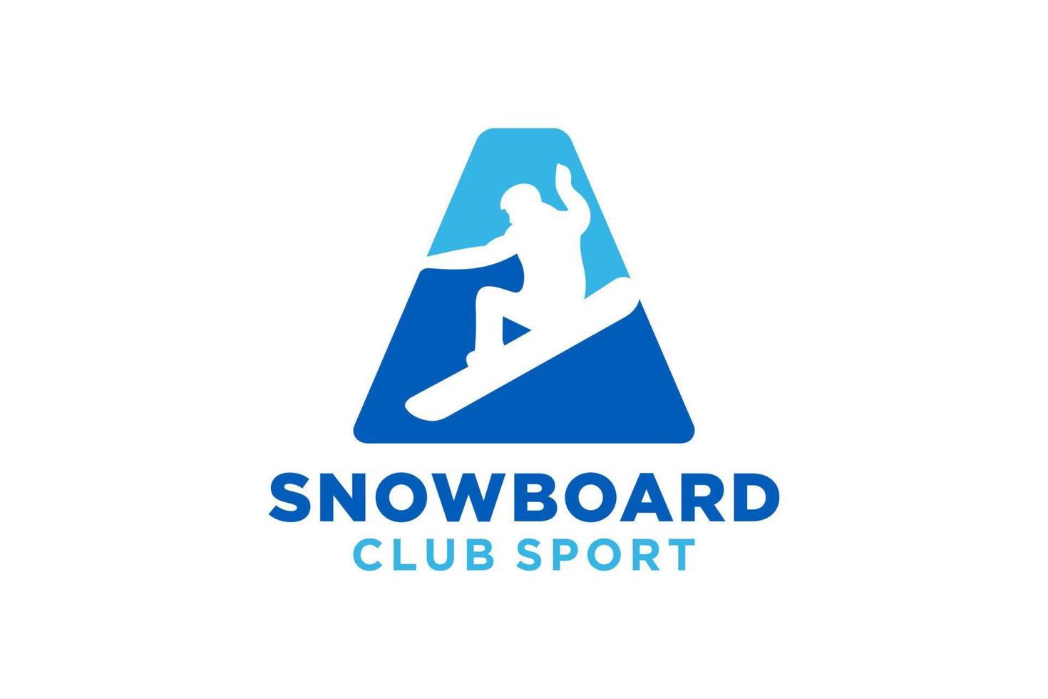 Vector initials letter A with snowboard creative geometric modern logo design.