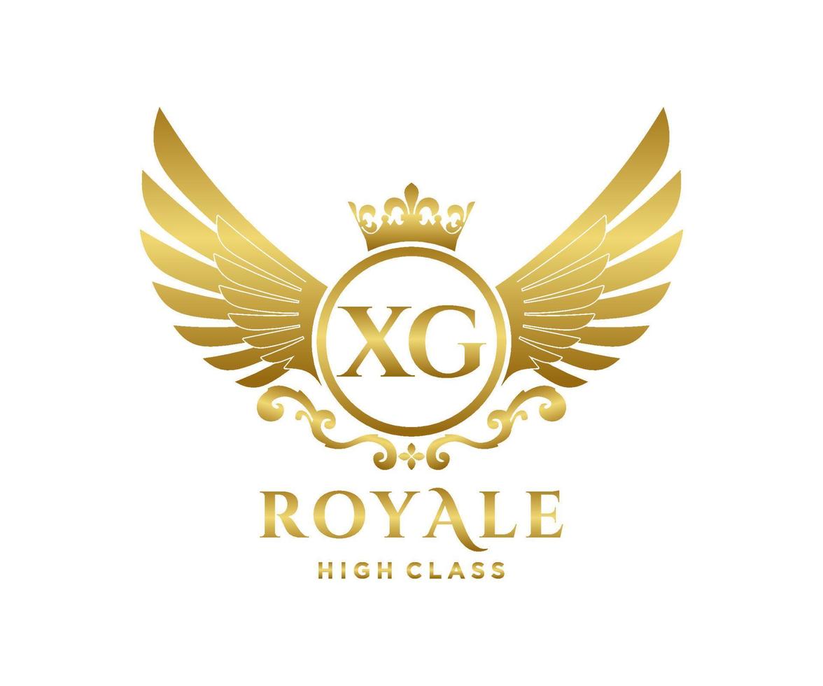 Golden Letter XG template logo Luxury gold letter with crown. Monogram alphabet . Beautiful royal initials letter. vector