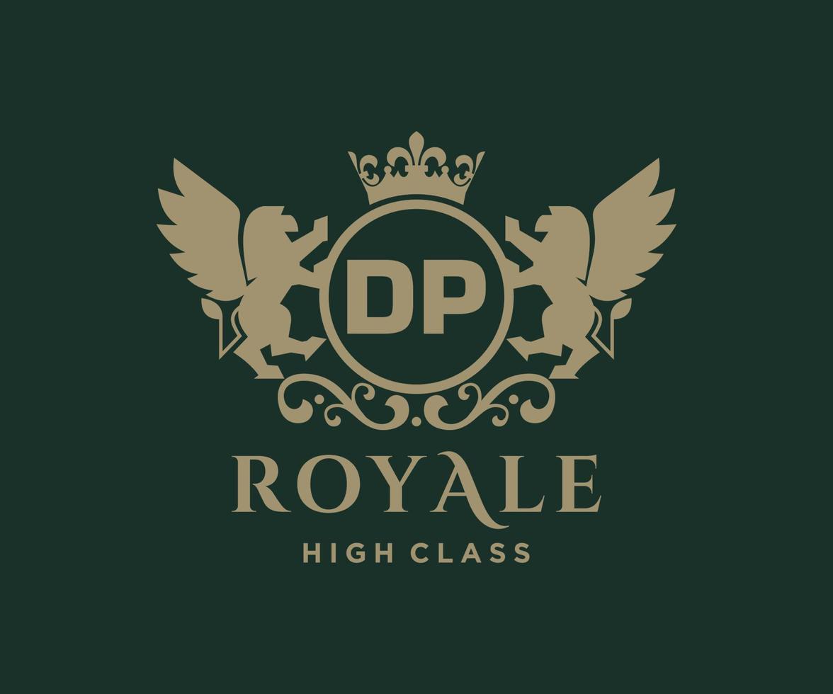 Golden Letter DP template logo Luxury gold letter with crown ...