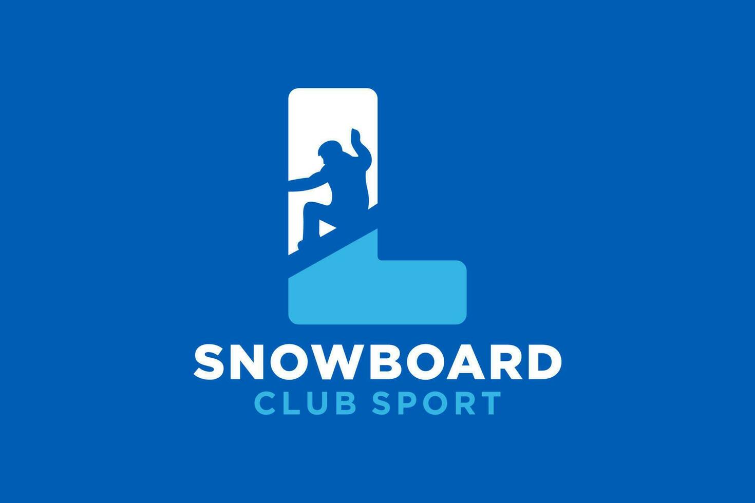 Vector initials letter L with snowboard creative geometric modern logo design.