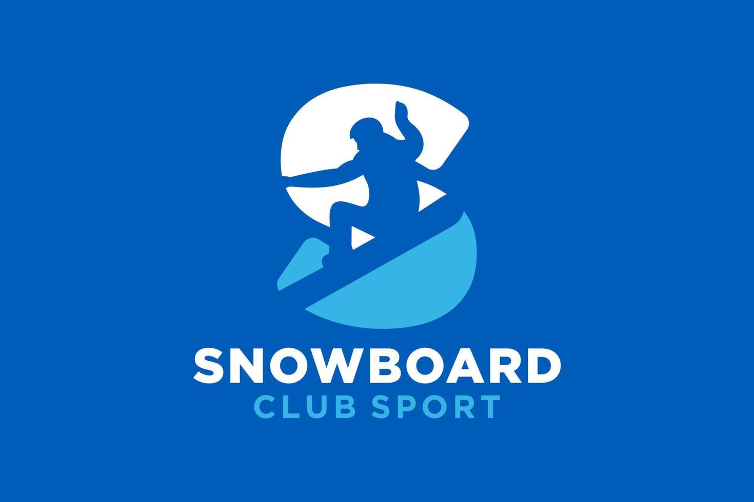 Vector initials letter S with snowboard creative geometric modern logo design.
