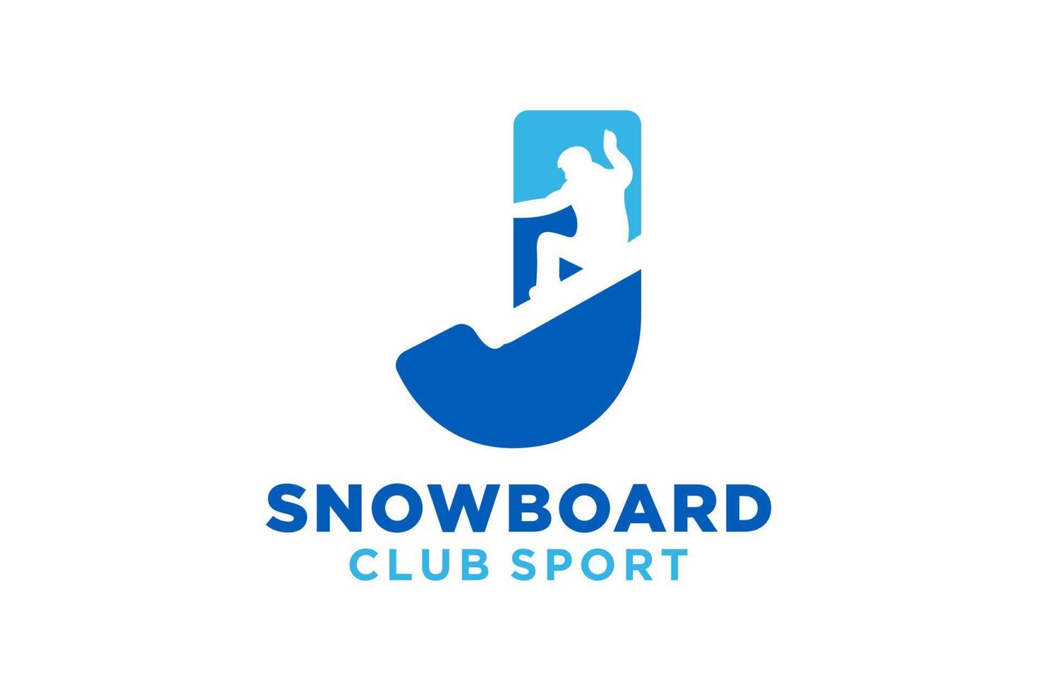 Vector initials letter J with snowboard creative geometric modern logo design.