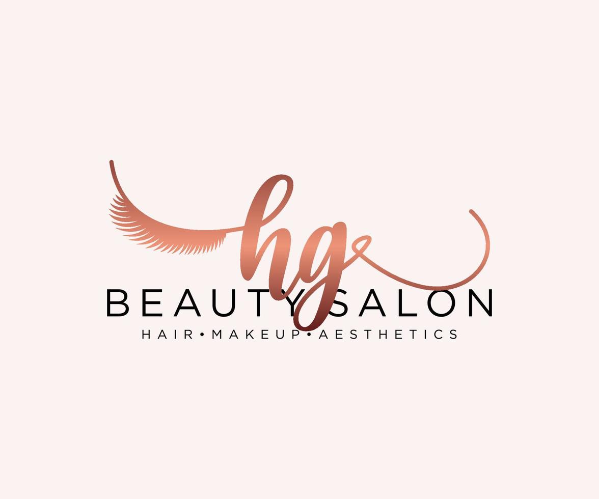 Initial HG feminine logo collections template. handwriting logo of initial signature, wedding, fashion, jewerly, boutique, floral and botanical with creative template for any company or business. vector