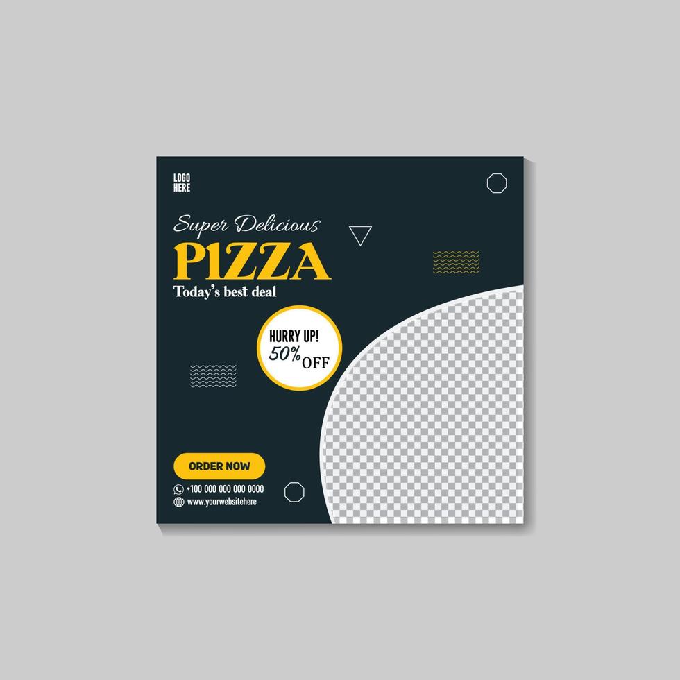 social media post design template for pizza sell. vector