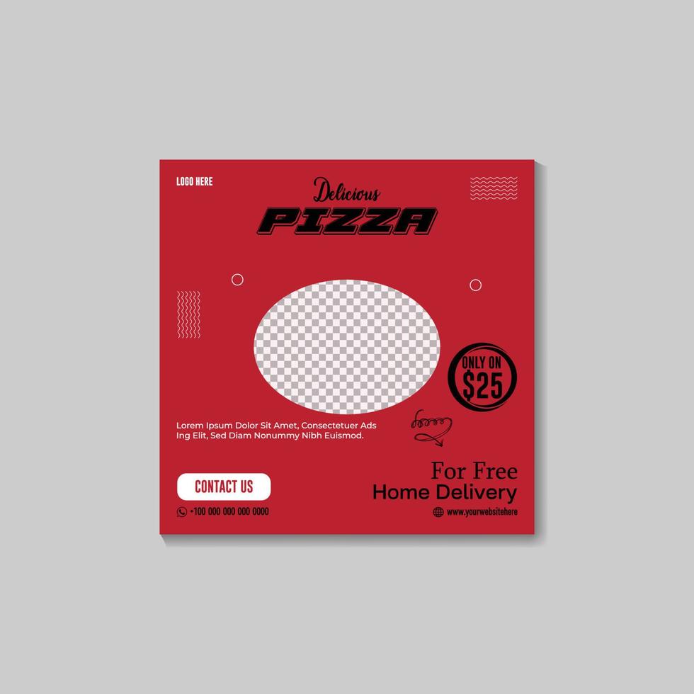 social media post design template for pizza sell. vector