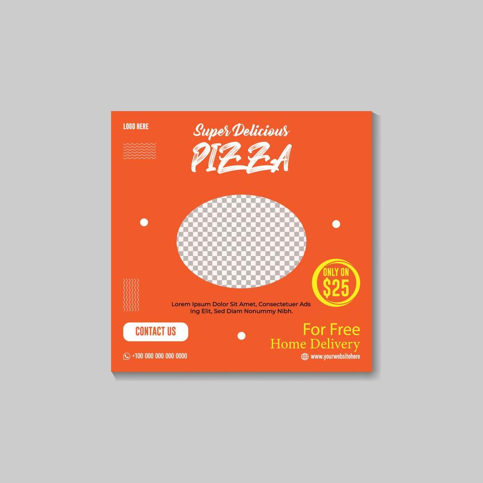 social media post design template for pizza sell. vector