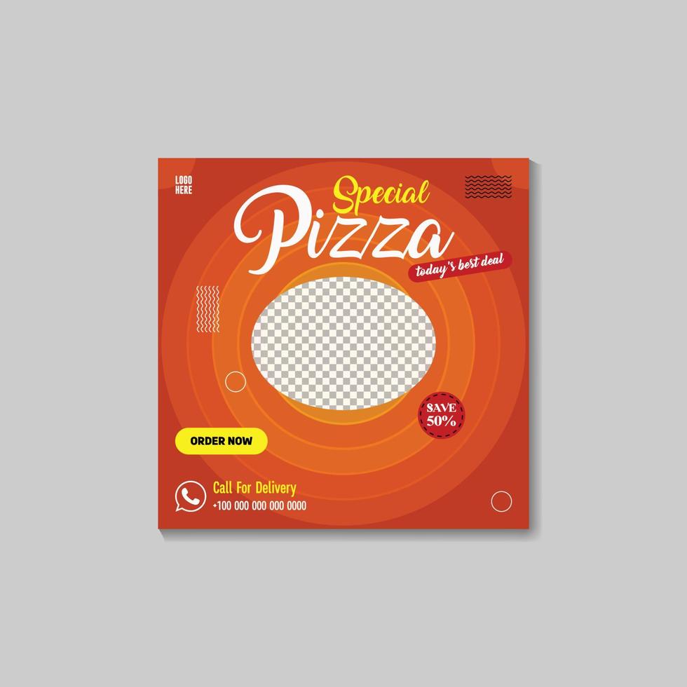 social media post design template for pizza sell. vector